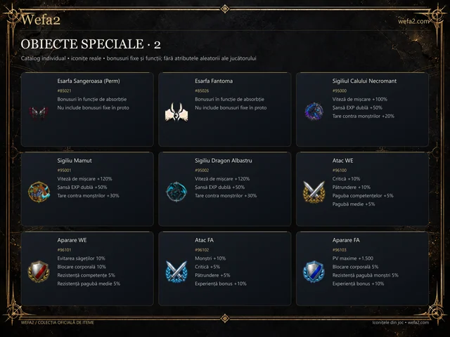 OBIECTE SPECIALE · 2 — iconițe și bonusuri Wefa2