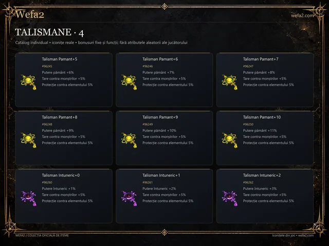 TALISMANE · 4 — iconițe și bonusuri Wefa2